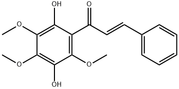 (E)-2',5'-ジヒドロキシ-3',4',6'-トリメトキシカルコン 化学構造式