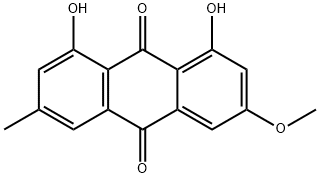 1,8-ジヒドロキシ-6-メトキシ-3-メチルアントラキノン 化学構造式
