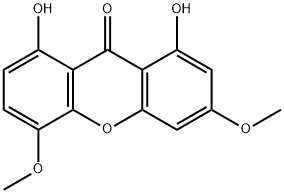 1,8-ジヒドロキシ-3,5-ジメトキシ-9H-キサンテン-9-オン 化学構造式