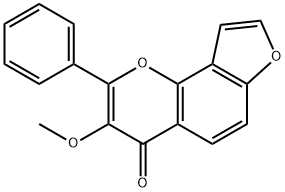 2-フェニル-3-メトキシ-4H-フロ[2,3-h]-1-ベンゾピラン-4-オン 化学構造式