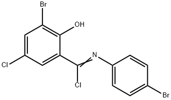 3-bromo-N-(4-bromophenyl)-5-chloro-2-hydroxybenzenecarboximidoyl chloride Struktur