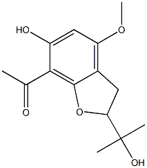 (+)-7-Acetyl-2,3-dihydro-6-hydroxy-2-(1-hydroxy-1-methylethyl)-4-methoxybenzofuran Struktur