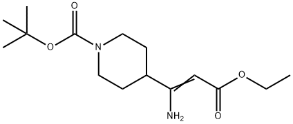 (E)-tert-butyl 4-(1-amino-3-ethoxy-3-oxoprop-1-enyl)piperidine-1-carboxylate Struktur