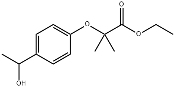 2-[4-(1-ヒドロキシエチル)フェノキシ]-2-メチルプロパン酸エチル 化学構造式