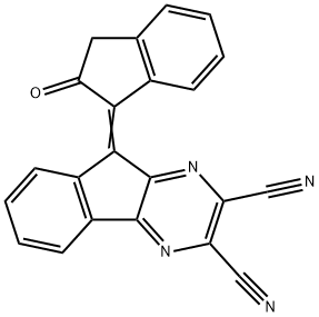 9-(2,3-ジヒドロ-2-オキソ-1H-インデン-1-イリデン)-9H-インデノ[1,2-b]ピラジン-2,3-ジカルボニトリル 化学構造式