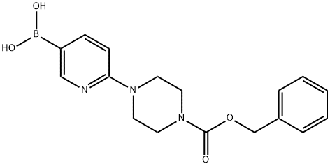 4-(5-硼酸基-2-吡啶基)-1-哌嗪羧酸苄酯 结构式