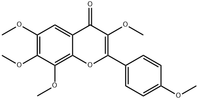 3,4',6,7,8-ペンタメトキシフラボン 化学構造式