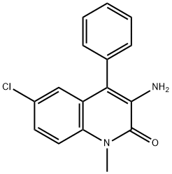 6-クロロ-4-フェニル-1-メチル-3-アミノキノリン-2(1H)-オン 化学構造式