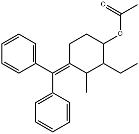 4-(ジフェニルメチレン)-2-エチル-3-メチルシクロヘキサノールアセタート 化学構造式