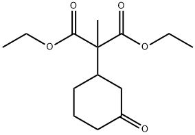 2-メチル-2-(3-オキソシクロヘキシル)プロパン二酸ジエチル 化学構造式