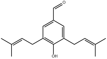 4-羟基-3,5-双(3-甲基-2-丁烯-1-基)苯甲醛, 52275-04-4, 结构式