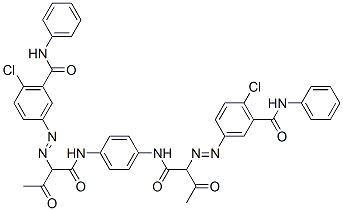 3,3'-[1,4-フェニレンビス[イミノ(1-アセチル-2-オキソ-2,1-エタンジイル)アゾ]]ビス(6-クロロ-N-フェニルベンズアミド) 化学構造式