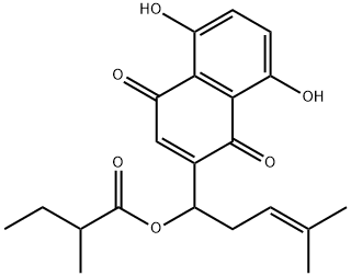 (2-甲基正丁酰基)紫草素 结构式