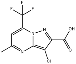 3-クロロ-5-メチル-7-(トリフルオロメチル)ピラゾロ[1,5-A]ピリミジン-2-カルボン酸 化学構造式
