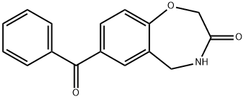 7-ベンゾイル-4,5-ジヒドロ-1,4-ベンズオキソアゼピン-3(2H)-オン 化学構造式