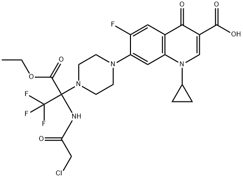 3-Quinolinecarboxylic acid, 7-[4-[1-[(2-chloroacetyl)aMino]-1-(ethoxycarbonyl)-2,2,2-trifluoroethyl]-1-piperazinyl]-1-cyclopropyl-6-fluoro-1,4-dihydro-4-oxo- Structure