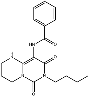 Benzamide,  N-(7-butyl-1,3,4,6,7,8-hexahydro-6,8-dioxo-2H-pyrimido[1,6-a]pyrimidin-9-yl)- Struktur