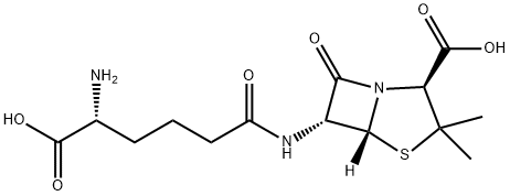 6α-[[(R)-5-アミノ-5-カルボキシ-1-オキソペンチル]アミノ]ペニシラン酸 化学構造式