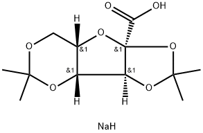 2-O,3-O:4-O,6-O-ジイソプロピリデン-α-L-xylo-2-ヘキスロフラノソン酸ナトリウム 化学構造式
