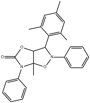 3,3a,6,6a-Tetrahydro-6a-methyl-2,6-diphenyl-3-(2,4,6-trimethylphenyl)oxazolo[5,4-d]isoxazol-5(2H)-one Struktur