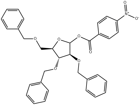 1-对硝基苯甲酸-2,3,5-三苄氧基-D-阿拉伯呋喃糖甙, 52522-49-3, 结构式