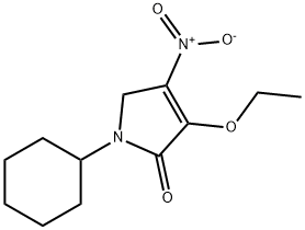 4-ニトロ-1-シクロヘキシル-3-エトキシ-1,5-ジヒドロ-2H-ピロール-2-オン 化学構造式