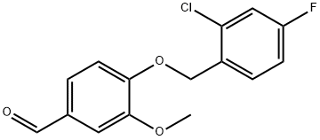 4-[(2-クロロ-4-フルオロベンジル)オキシ]-3-メトキシベンズアルデヒド 化学構造式