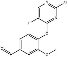4-[(2-クロロ-5-フルオロピリミジン-4-イル)オキシ]-3-メトキシベンズアルデヒド 化学構造式