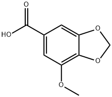 7-甲氧基苯并[D][1,3]二氧杂环戊烯-5-羧酸, 526-34-1, 结构式