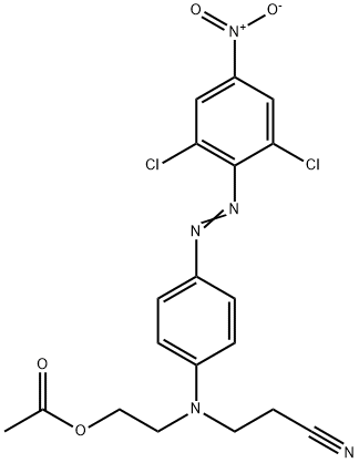 2,6-ジクロロ-4-ニトロ-4'-[2-シアノエチル(2-アセトキシエチル)アミノ]アゾベンゼン 化学構造式
