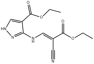 (E)-3-[(2-Cyano-3-ethoxy-3-oxo-1-propenyl)aMino]-1H-pyrazole-4-carboxylic Acid Ethyl Ester Struktur