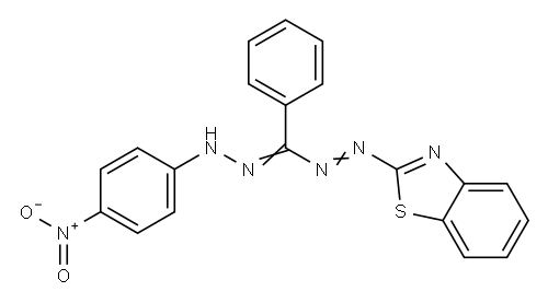 5-(ベンゾチアゾール-2-イル)-1-(p-ニトロフェニル)-3-フェニルホルマザン 化学構造式