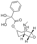 (αS)-α-ヒドロキシ-α-(ヒドロキシメチル)ベンゼン酢酸(1R,2R,4S,5S,7α)-9-メチル-3-オキサ-9-アザトリシクロ[3.3.1.02,4]ノナ-7-イル 化学構造式