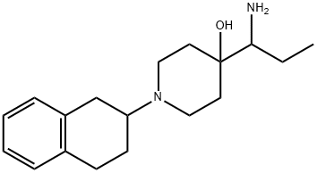 4-(1-アミノプロピル)-1-(1,2,3,4-テトラヒドロナフタレン-2-イル)ピペリジン-4-オール 化学構造式