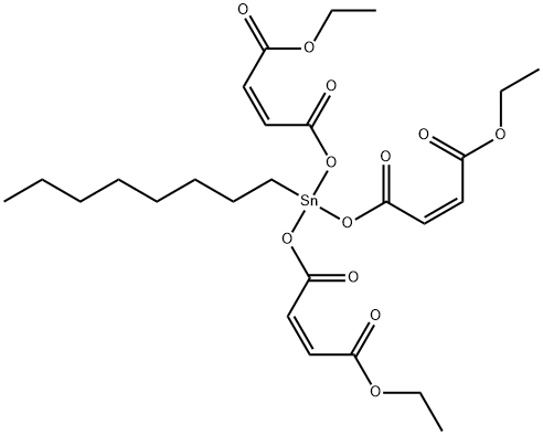 ethyl (Z,Z,Z)-9-[(4-ethoxy-1,4-dioxobut-2-enyl)oxy]-9-octyl-4,7,11-trioxo-3,8,10-trioxa-9-stannatetradeca-5,12-dien-14-oate Struktur