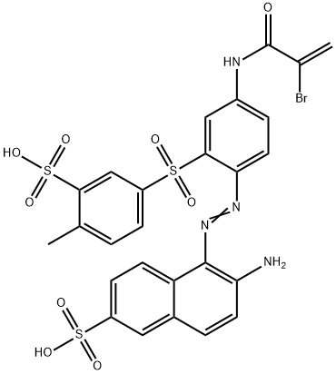 6-amino-5-[[4-[(2-bromo-1-oxoallyl)amino]-2-[(4-methyl-3-sulphophenyl)sulphonyl]phenyl]azo]naphthalene-2-sulphonic acid Struktur