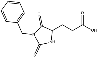 3-(1-ベンジル-5-オキソ-2-チオキソイミダゾリジン-4-イル)プロパン酸 化学構造式