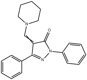 2,5-Diphenyl-4-(1-piperidinylmethylene)-2H-pyrazol-3(4H)-one Struktur