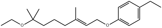 7-Ethoxy-1-(p-ethylphenoxy)-3,7-dimethyl-2-octene Struktur