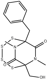 1-(ヒドロキシメチル)-7,9-ジメチル-6-(フェニルメチル)-2,3,4,5-テトラチア-7,9-ジアザビシクロ[4.2.2]デカン-8,10-ジオン 化学構造式