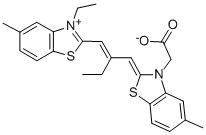 氢氧化2-[2-[3-(羧甲基)-5-甲基-2(3H)-苯并噻唑亚基甲基]-1-丁烯基]-3-乙基-5-甲基苯, 52749-17-4, 结构式