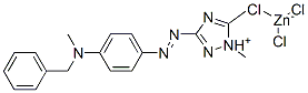 二甲基-3-[4-[甲基(苯甲基)氨基]苯偶氮基]-1H-1,2,4-三唑翁三氯锌酸基(1-)盐, 52769-39-8, 结构式