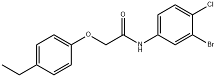 N-(3-ブロモ-4-クロロフェニル)-2-(4-エチルフェノキシ)アセトアミド 化学構造式