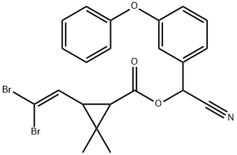 2-(2,2-ジブロモエテニル)-3,3-ジメチルシクロプロパンカルボン酸α-シアノ-3-フェノキシベンジル 化学構造式