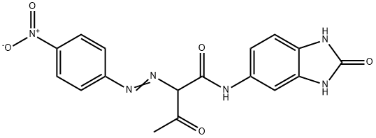 N-[(2,3-ジヒドロ-2-オキソ-1H-ベンゾイミダゾール)-5-イル]-2-[(4-ニトロフェニル)アゾ]-3-オキソブタンアミド 化学構造式
