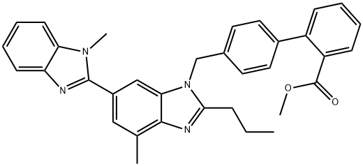 METHYL 4'-[[2-N-PROPYL-4-METHYL-6-(1-METHYLBENZIMIDAZOL-2-YL)-BENZIMIDAZOL-1-YL]METHYL]BIPHENYL-2-CARBOXYLATE 化学構造式