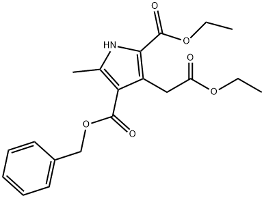 2-乙基-3-(2-乙氧基-2-氧代乙基)-5-甲基-1H-吡咯-2,4-二羧酸-4-苄酯, 52887-35-1, 结构式