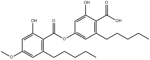 2-ヒドロキシ-4-メトキシ-6-ペンチル安息香酸3-ヒドロキシ-4-カルボキシ-5-ペンチルフェニル 化学構造式