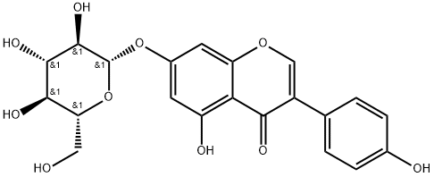 4',5-ジヒドロキシ-7-(β-D-グルコピラノシルオキシ)イソフラボン 化学構造式