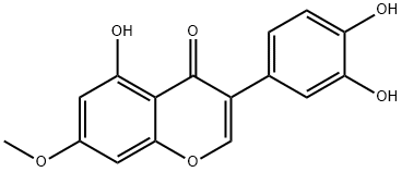 3-(3,4-ジヒドロキシフェニル)-5-ヒドロキシ-7-メトキシ-4H-1-ベンゾピラン-4-オン 化学構造式